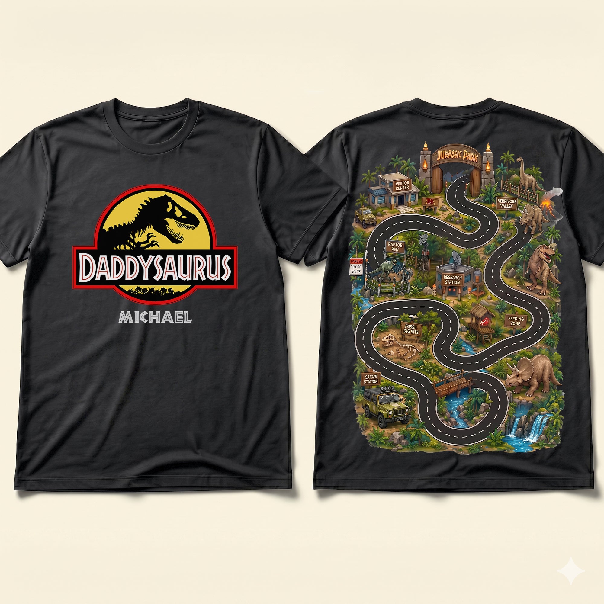 “Roam the Adventure!” - Adventure Map Shirt - Personalized Gift for Dad & Grandpa AOP Products PopCulturePrints