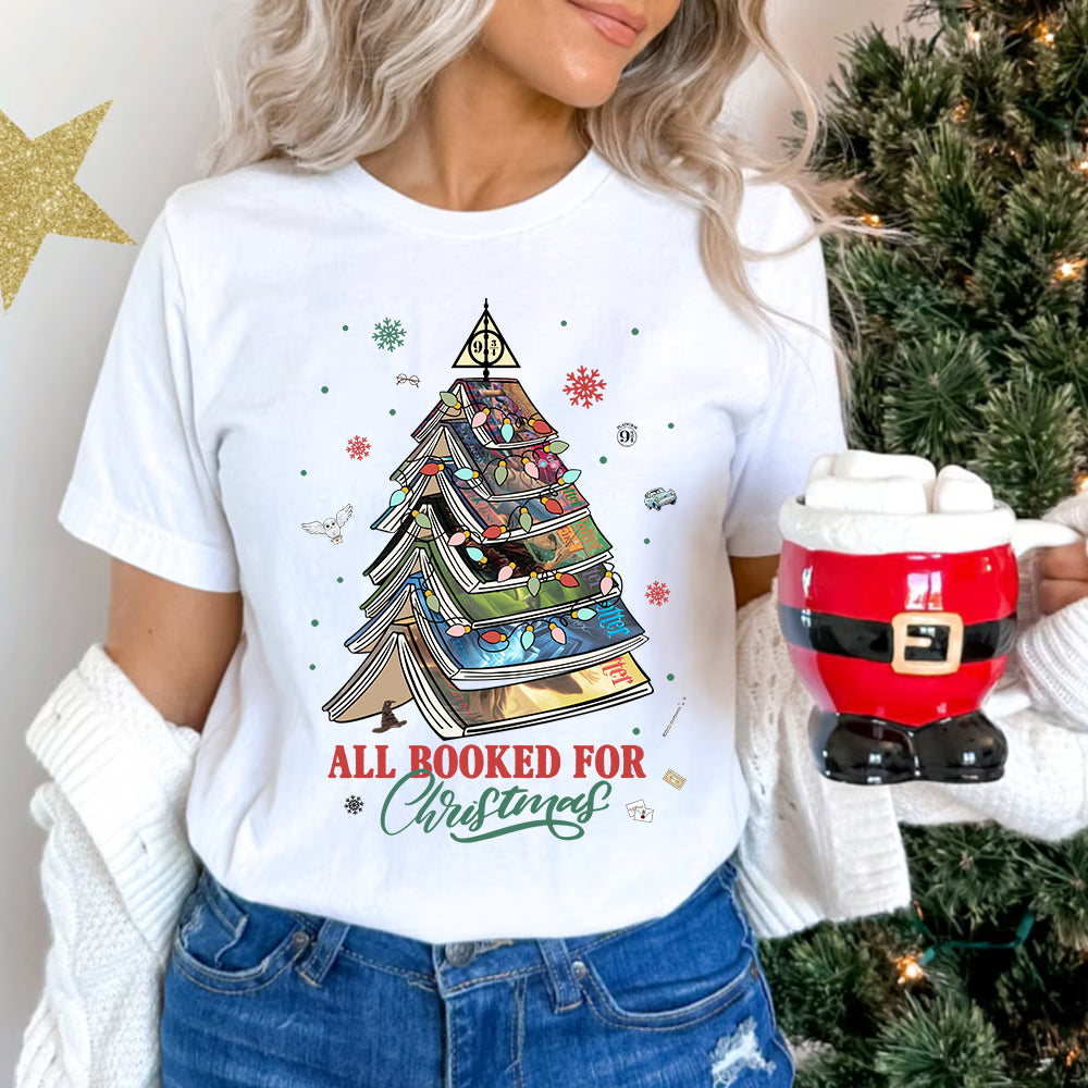 Personalized Christmas Book Tree Shirt for Book Lovers