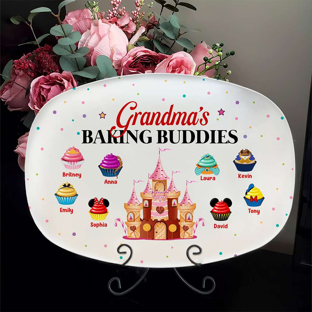 Grandma's Baking Buddies Custom Plate - Personalized Family Cupcake Design Resin Plate PopCulturePrints