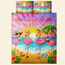 Load image into Gallery viewer, Embrace the Tropical Vibes - Flamingo Summer Quilt Bed Set - Personalized Gift for Flamingo Lovers Blanket PopCulturePrints
