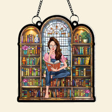 Load image into Gallery viewer, Personalized Book Lover Stained Glass Hanging Decoration
