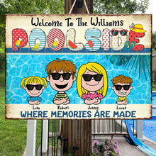 Load image into Gallery viewer, Custom Family Poolside Metal Sign - Personalized Pool Sign for Family
