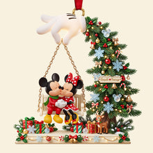 Load image into Gallery viewer, “Celebrate Your Love This Christmas!” - Xmas Couple Kissing On Swings Acrylic Ornament - Personalized Gift for Couples, Friends, and Family
