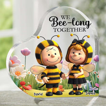 Load image into Gallery viewer, Personalized Bee Couple Heart Plaque - We Bee-long Together Shaped Plaques PopCulturePrints
