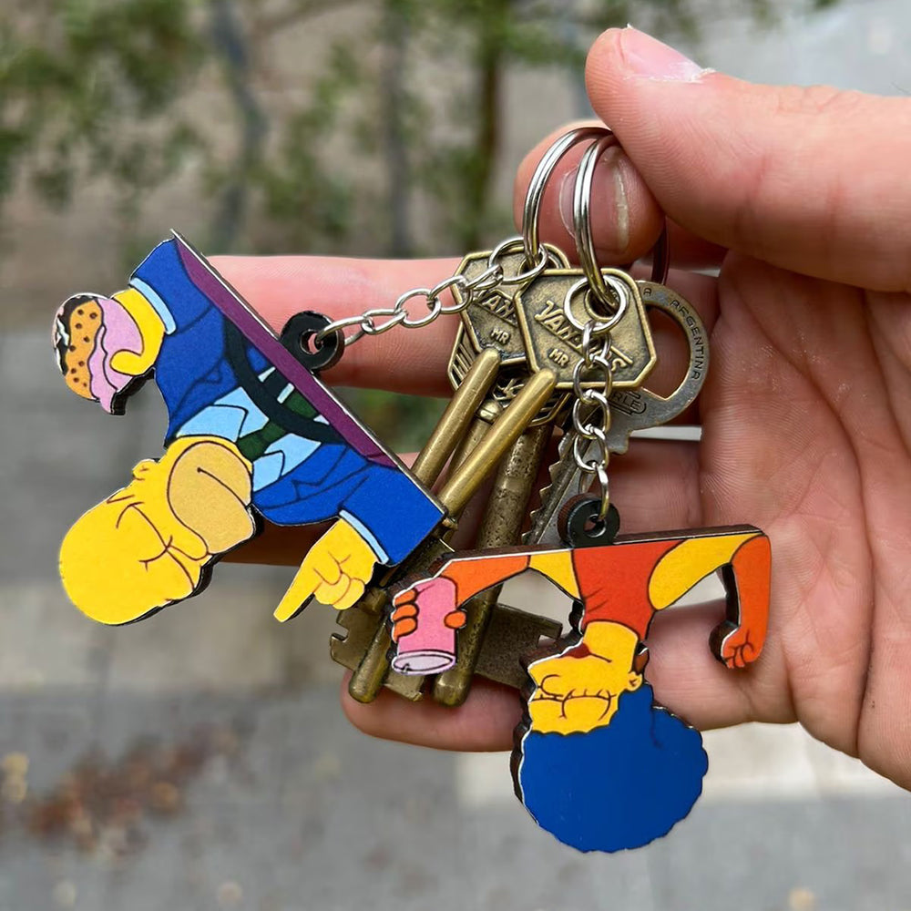 Couple Keychain Holder - Animated Family Car Scene