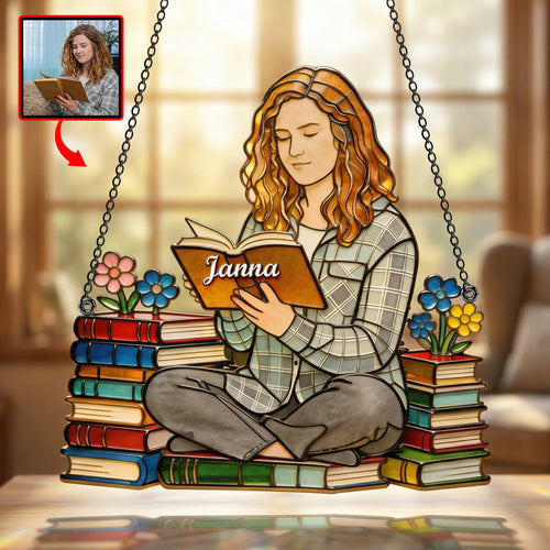 “Books: The Best Escape” - Personalized Book Lover Suncatcher - Custom Photo Gift for Readers, Bookworms, and Bibliophiles Ornament PopCulturePrints