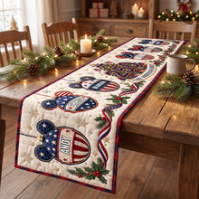 Load image into Gallery viewer, Celebrate Joy with Family - Personalized Christmas Family Bubble Quilted Table Runner
