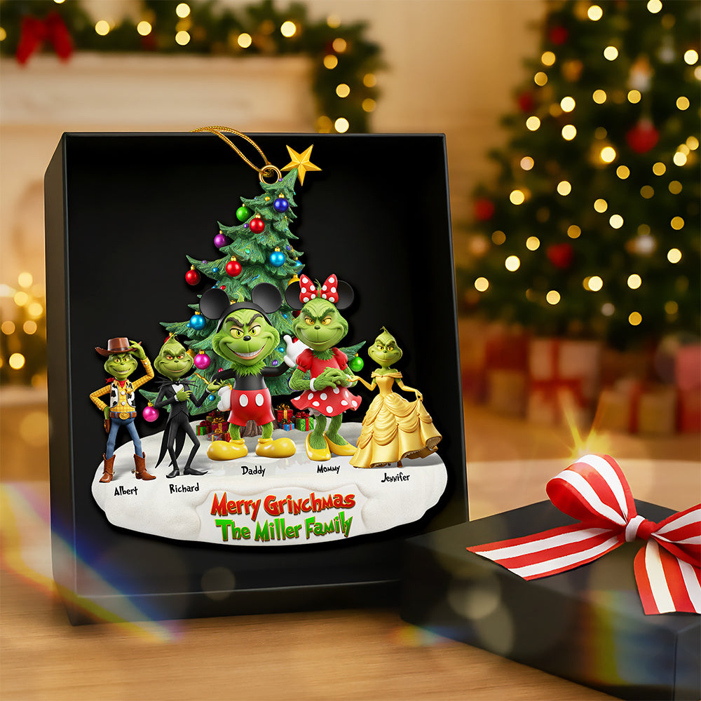 Bring Joy to the Season with Our Playful Green Family Christmas Ornament - Personalized Gift for Everyone! Ornament PopCulturePrints