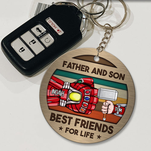 Personalized Father and Son Best Friends Keychain Keychains PopCulturePrints
