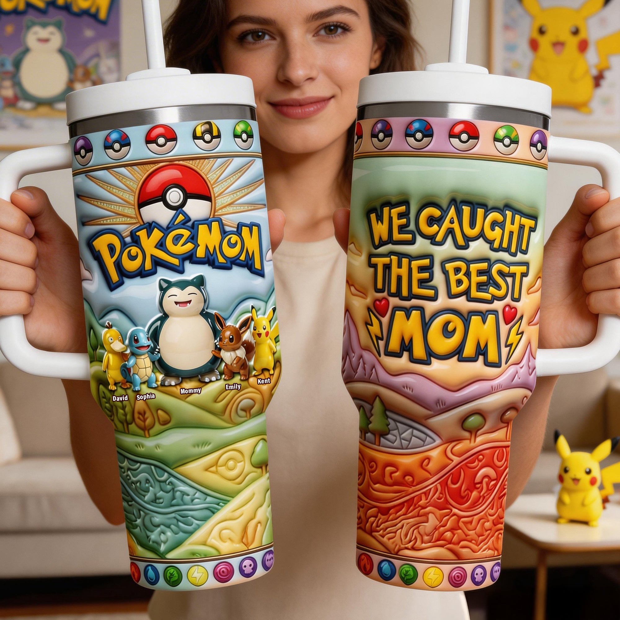 We Caught the Best Mom - 40oz Tumbler With Handle - Personalized Gift for Moms and Grandmas Tumbler Cup PopCulturePrints
