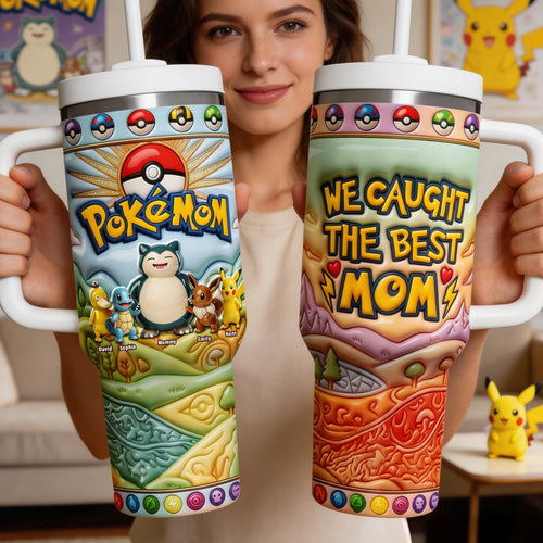 We Caught the Best Mom - 40oz Tumbler With Handle - Personalized Gift for Moms and Grandmas Tumbler Cup PopCulturePrints