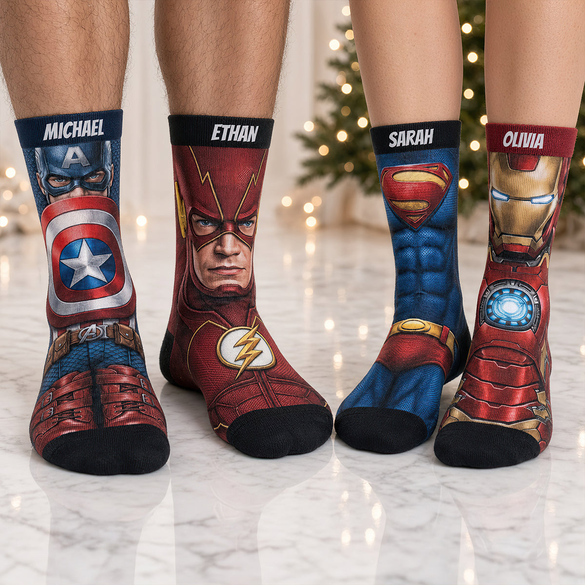 “Step into Style with Superheroes!” - Extra Strong Personalized Socks for Everyone