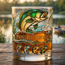 Load image into Gallery viewer, Fishing Papa: Catch the Memories - Personalized Round Glass for Dad Glass PopCulturePrints
