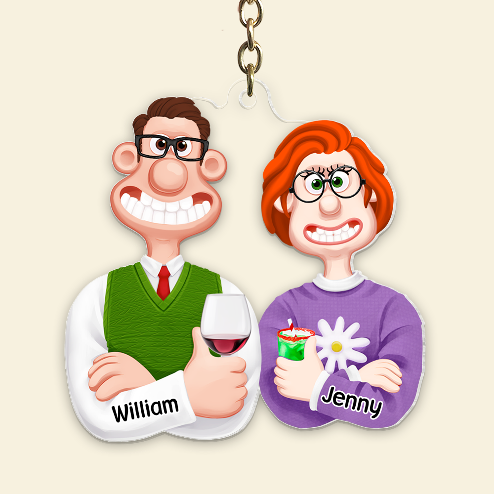 Custom Cartoon Couple Keychain - Personalized Gift