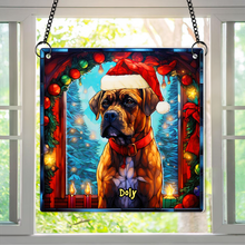 Load image into Gallery viewer, Custom Christmas Boxer Dog Lover Suncatcher Ornament
