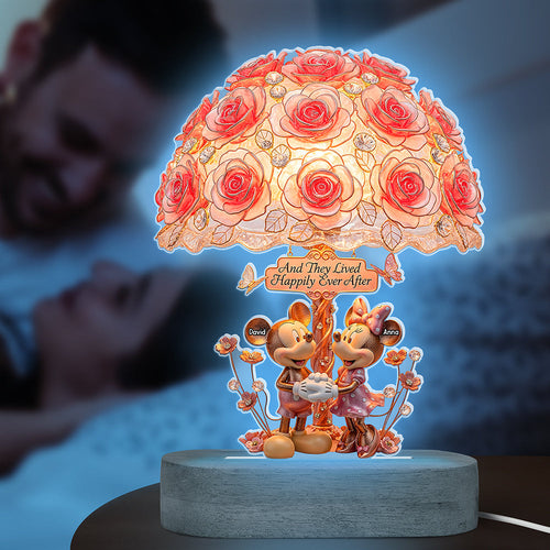 And They Lived Happily Ever After - Cartoon Couple LED Light | Personalized Gift for Couples Led Night Light PopCulturePrints