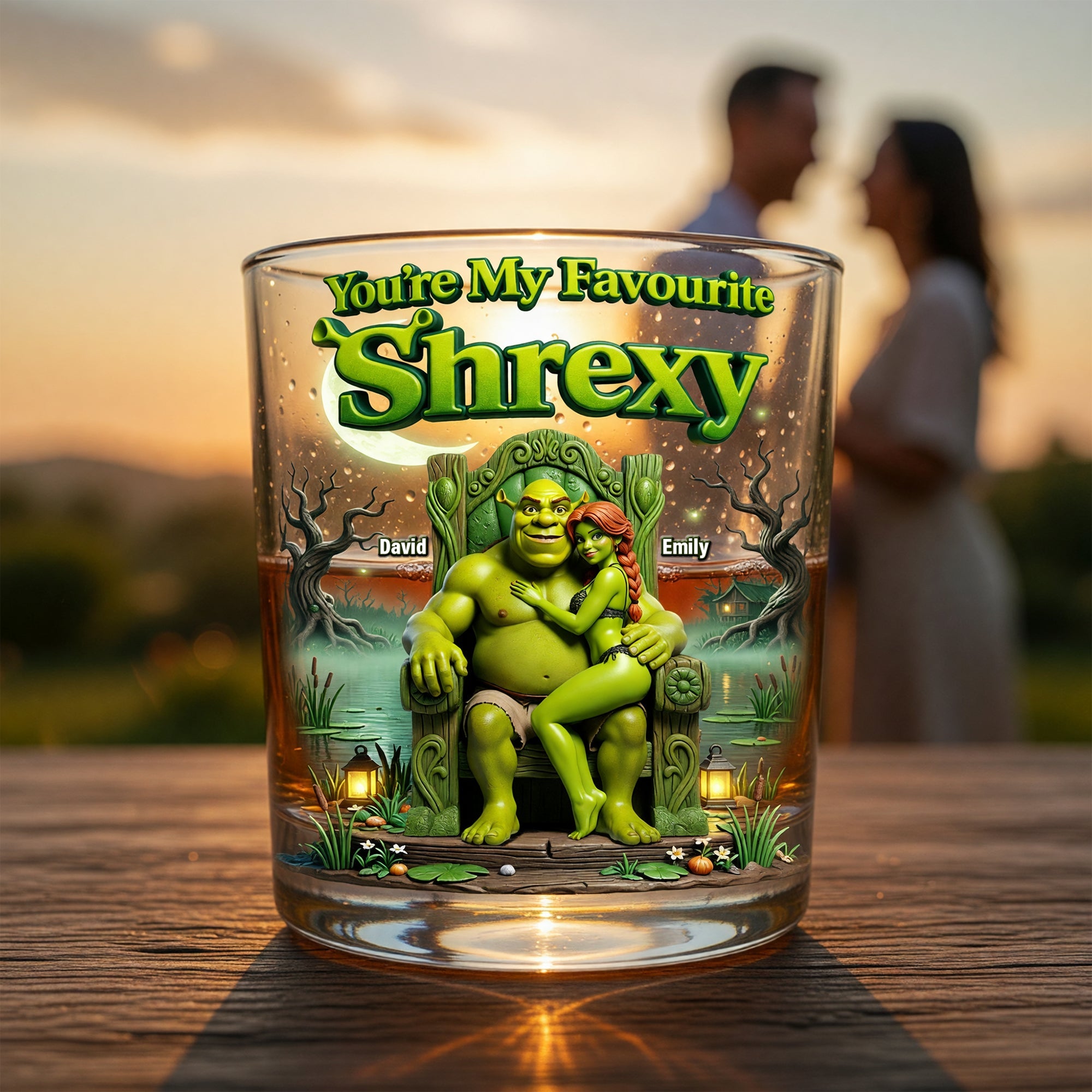 You're My Favourite Shrexy - Personalized Round Glass for Couples