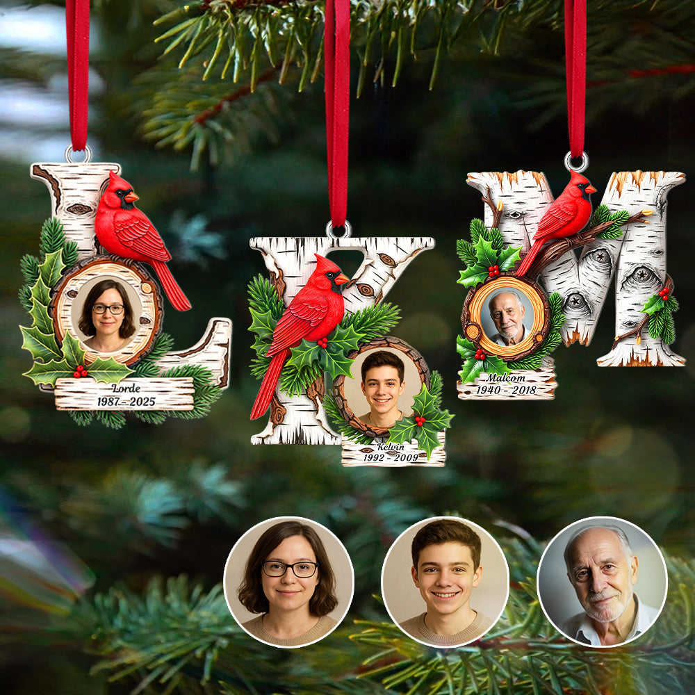 Cherished Memories with Cardinal Ornaments - Personalized Christmas Gift for Loved Ones Ornament PopCulturePrints