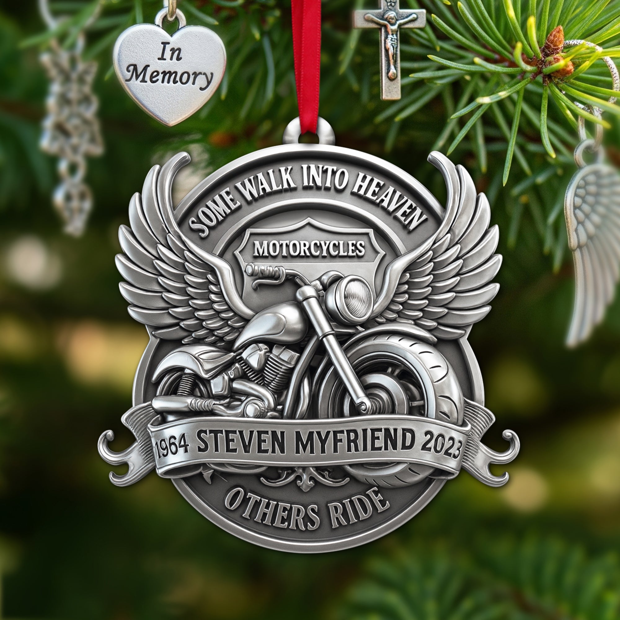 Some Walk Into Heaven Ornament - Personalized Gift for Motorcycle Lovers Ornament PopCulturePrints