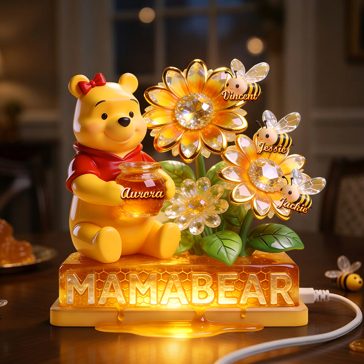 “Sweeten Mom's Day with Personal Touch” - Honey Mama Bear Acrylic Light Box, Personalized Gifts for Moms and Grandmas! Light Box PopCulturePrints