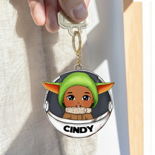 Load image into Gallery viewer, Custom Kid&#39;s Keychain with Cute Green Alien Design Keychains PopCulturePrints
