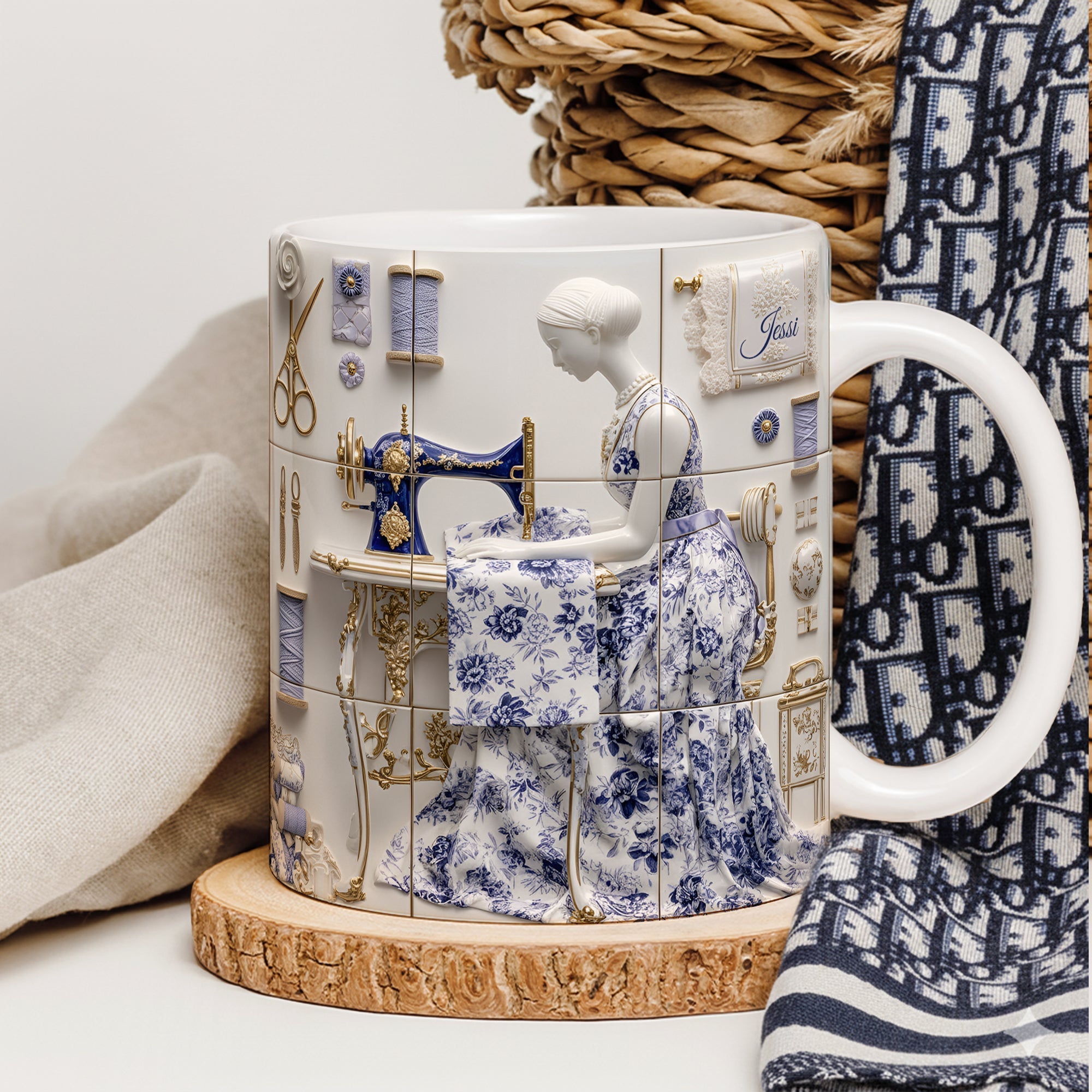 Crafting Memories - Personalized Sew Crafty Girl Coffee Mug - Perfect Gift for Sewing Lovers Coffee Mug PopCulturePrints