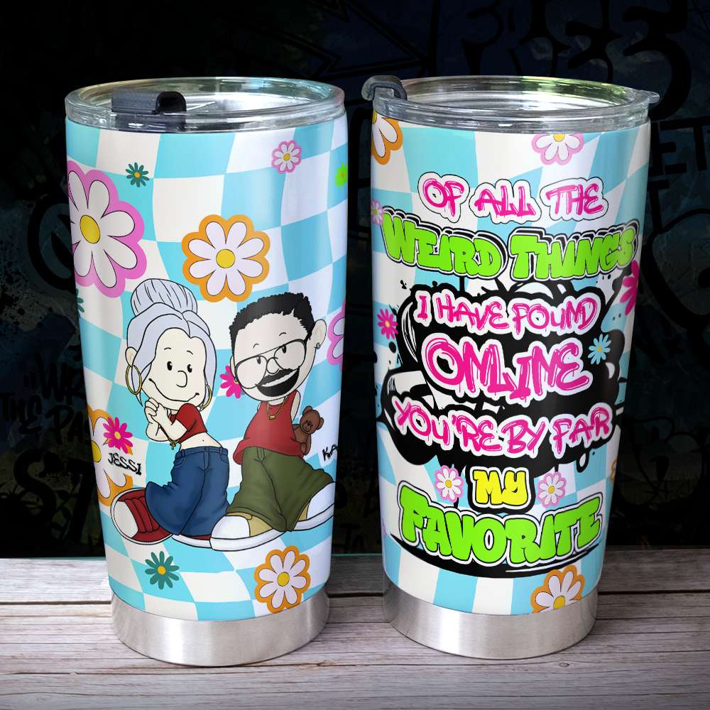 Y2K Style Cartoon Couples Personalized Tumbler - Unique Gifts for Couples Tumbler Cup PopCulturePrints
