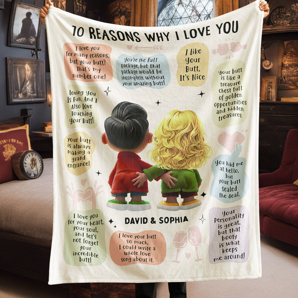 Personalized Couple Blanket - 70 Reasons Why I Love You Blanket PopCulturePrints