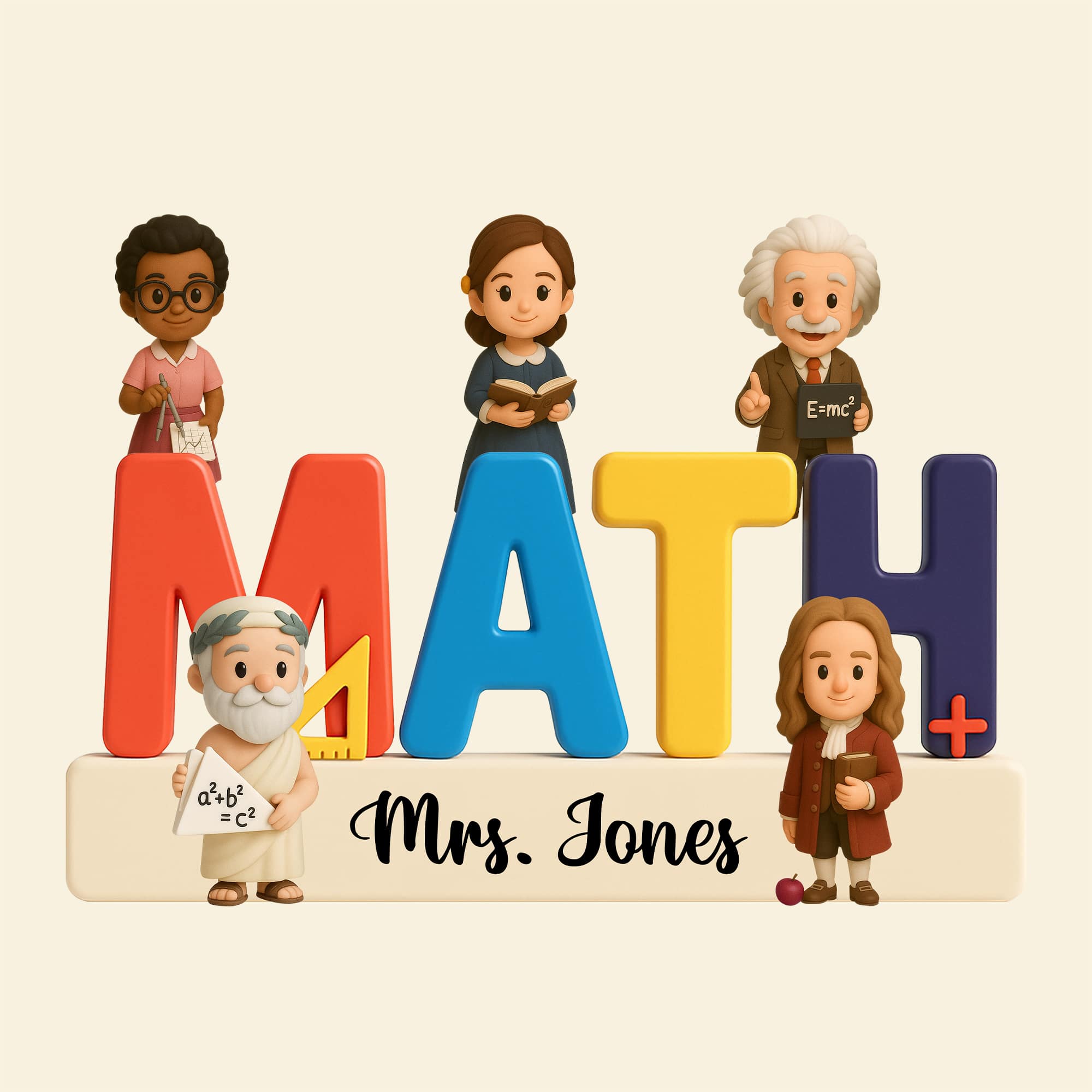 Inspiring Quote for Math Teachers - Personalized Teacher Plaque Gift Shaped Plaques PopCulturePrints