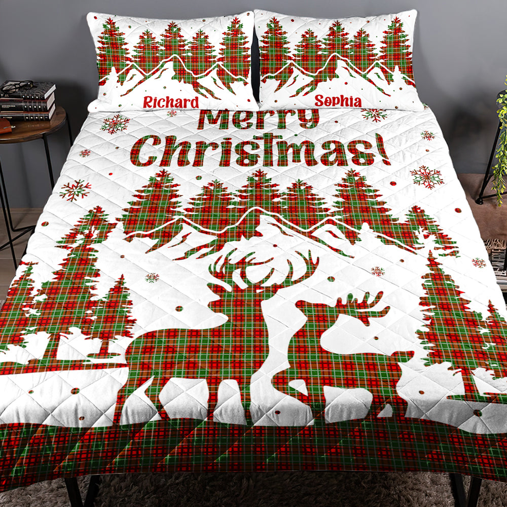 Personalized Christmas Quilt Bed Set for Couples - Cozy Holiday Gift | Valentine's Day Gifts Blanket PopCulturePrints