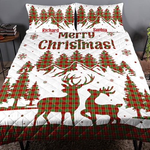 Personalized Christmas Quilt Bed Set for Couples - Cozy Holiday Gift | Valentine's Day Gifts Blanket PopCulturePrints