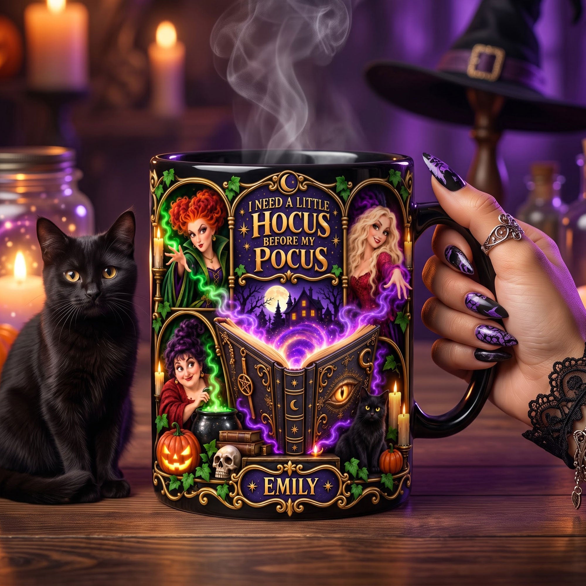 I Need a Little Hocus Before My Pocus - Personalized Witchy Sisters Magic Mug