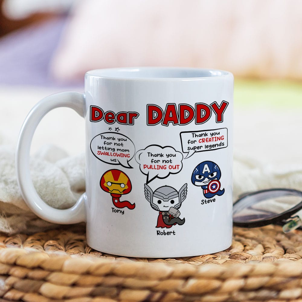 Superhero Dad Personalized Mug - Fun Gift for Best Dad Ever Coffee Mug PopCulturePrints