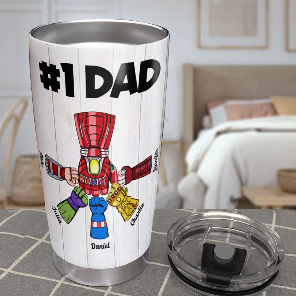 Custom Superhero Dad Tumbler - Personalized Gift for Fathers