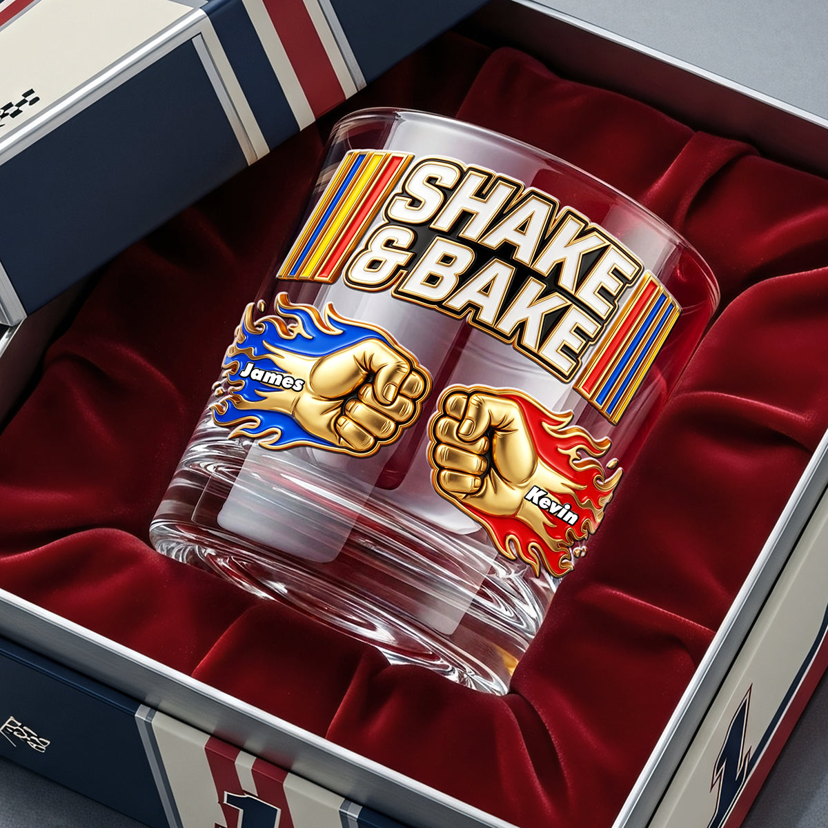 “Shake & Bake” – Personalized Brotherhood Fist Bump Round Glass
