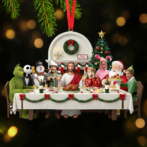 Celebrate Christmas with Jesus Christ Ornament - Personalized Gift for Believers & Classic Movie Fans Ornament PopCulturePrints