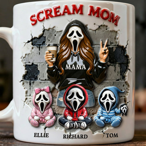 Scream Mom: Personalize Your Horror Mug - Perfect Gift for Mom, Grandma & More! Coffee Mug PopCulturePrints