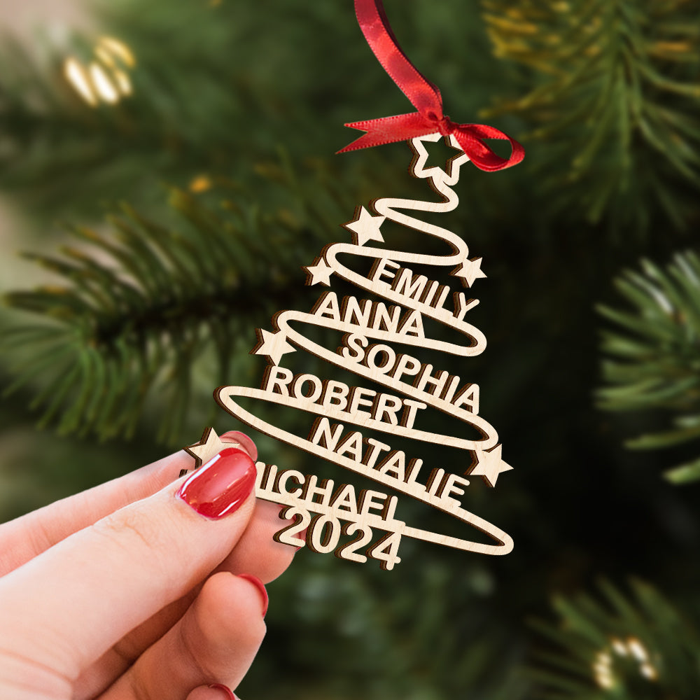 Personalized Family Christmas Tree Ornament - Custom Names 2024 Ornament PopCulturePrints