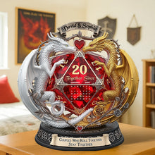 Load image into Gallery viewer, “Couples Who Roll Together Stay Together” - Fantasy Role-playing Game Fan Acrylic Plaque - Personalized Gift for Gamers and Couples Shaped Plaques PopCulturePrints
