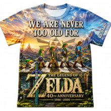 Load image into Gallery viewer, “We Are Never Too Old For” - Personalized 40th Anniversary Childhood Shirt - Unique Gift for Fans, Friends, and Family
