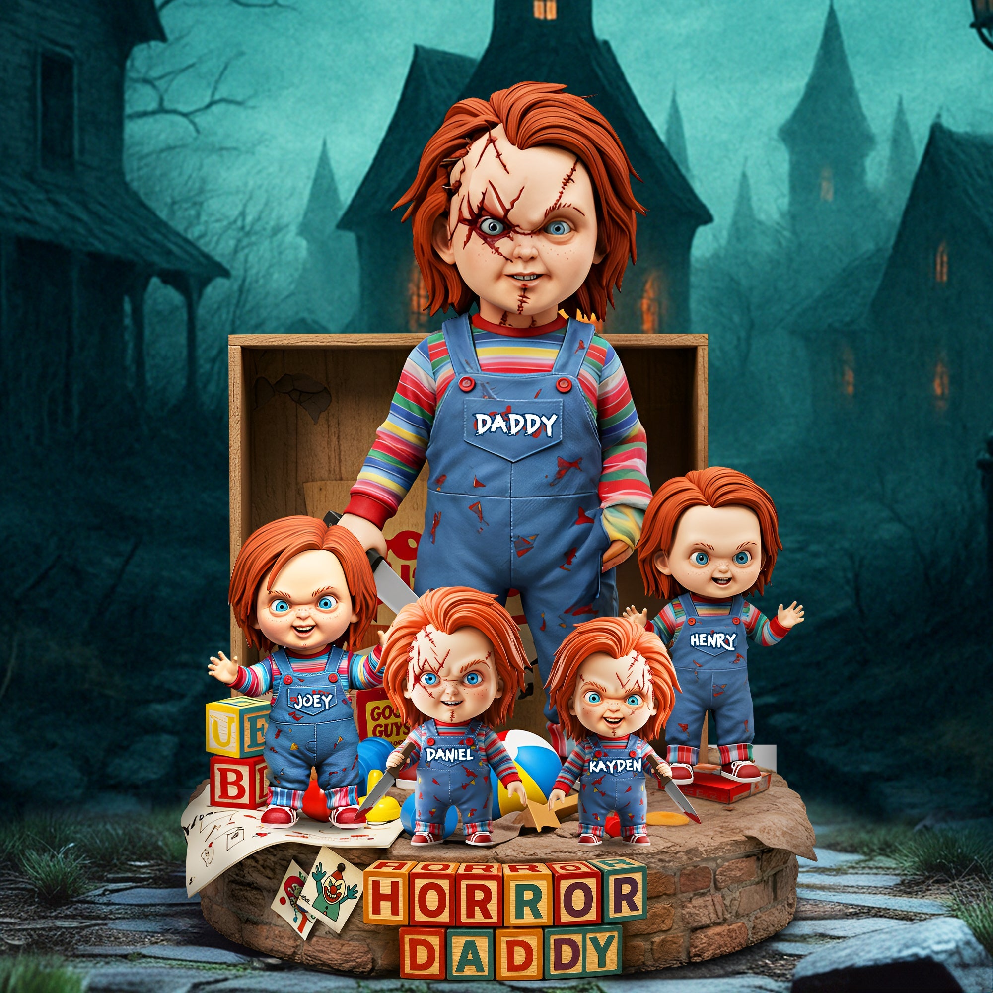 “Horror Dad - The Perfect Partner for Chills” - Personalized Gifts for Dad Shaped Plaques PopCulturePrints