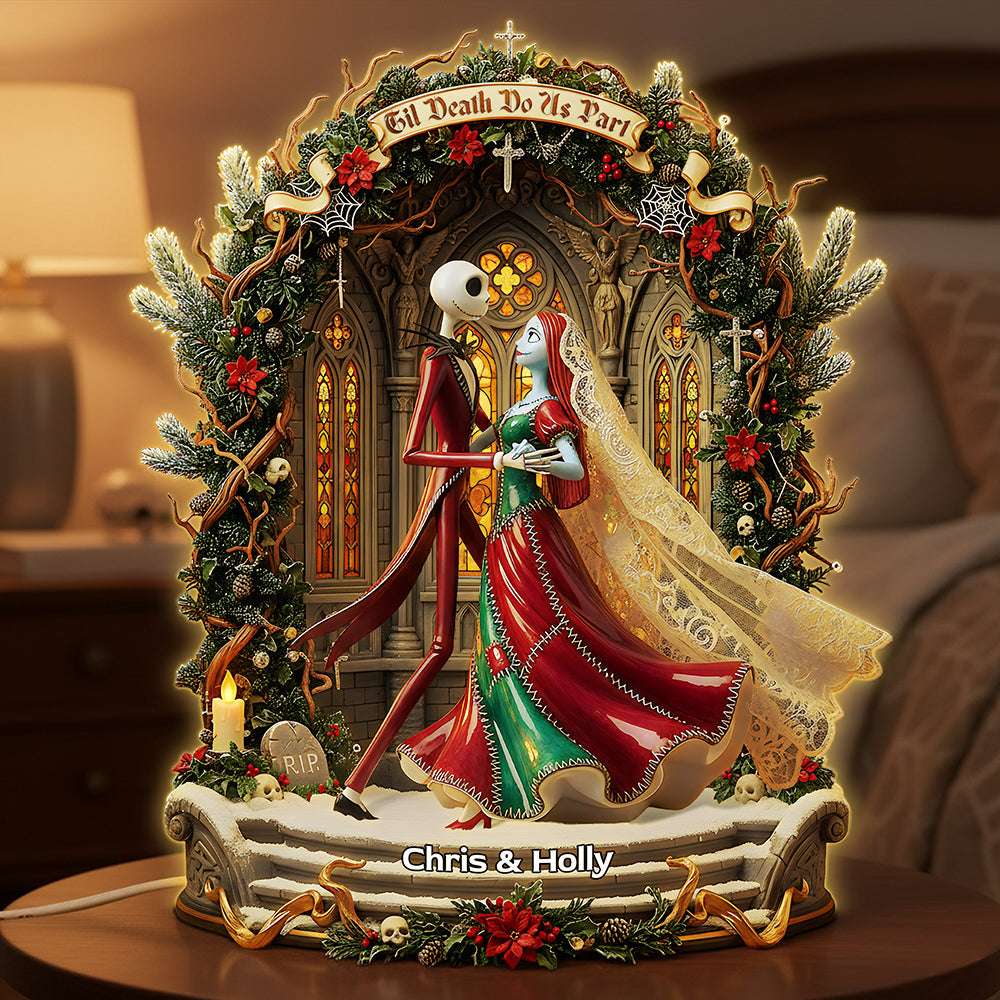 "Till Death Do Us Part" - Gothic Dancing Couple Acrylic Light Box - Personalized Gift for Couples, Weddings, Anniversaries, and Special Occasions Light Box PopCulturePrints