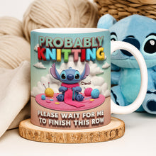 Load image into Gallery viewer, “Probably Knitting” - Fun and Personalized Tropical Alien Coffee Mug for Knitting Lovers Coffee Mug PopCulturePrints
