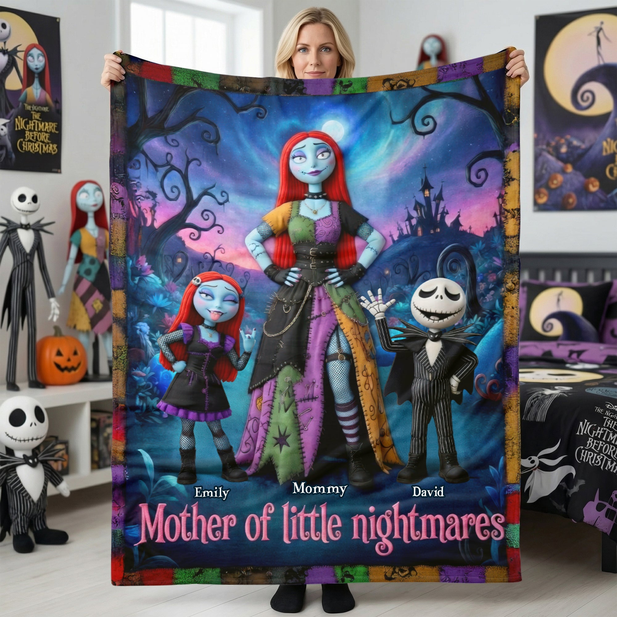 "Cuddle Up with the Mother of Frightful Cheer!" - Personalized Blanket for Moms, Perfect Gift for Mother’s Day, Grandma, and More Blanket PopCulturePrints