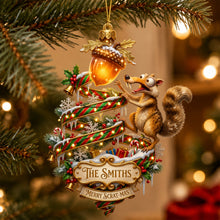 Load image into Gallery viewer, "Nostalgic Christmas Cheer: Personalized Funny Saber-Tooth Squirrel Ornament" - Custom Gift for Family and Friends
