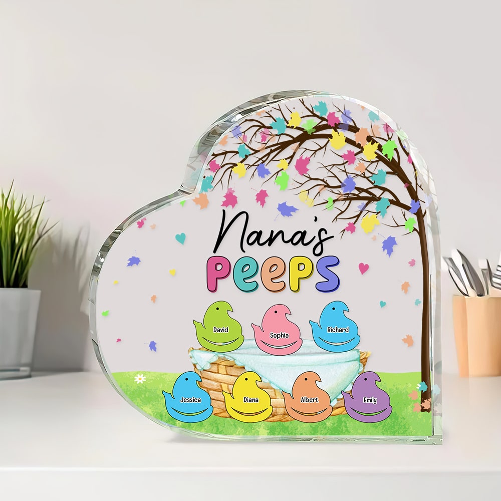 Personalized 'Nana's Peeps' Heart Plaque for Moms Shaped Plaques PopCulturePrints