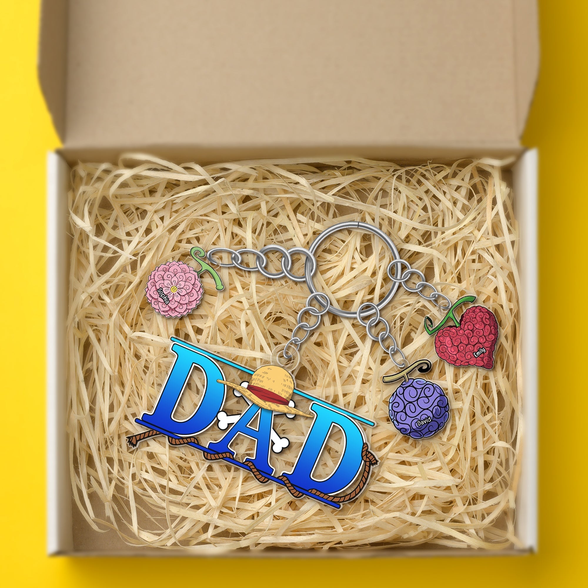 Personalized Pirate Dad Keychain with Custom Charms Keychains PopCulturePrints