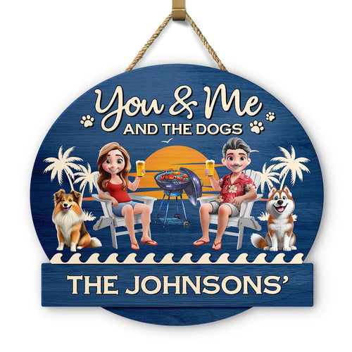 You & Me And The Dogs 3D Effect - Personalized Custom Shaped Wood Sign Wood Shaped Sign PopCulturePrints