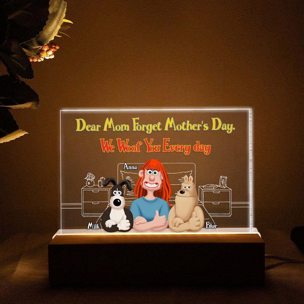 Dear Mom, I Woof You Every Day - Personalized LED Light for Dog Moms Led Night Light PopCulturePrints