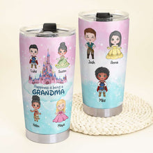 Load image into Gallery viewer, Personalized Grandma Tumbler with Grandkids - Princess and Prince Theme Tumbler Cup PopCulturePrints
